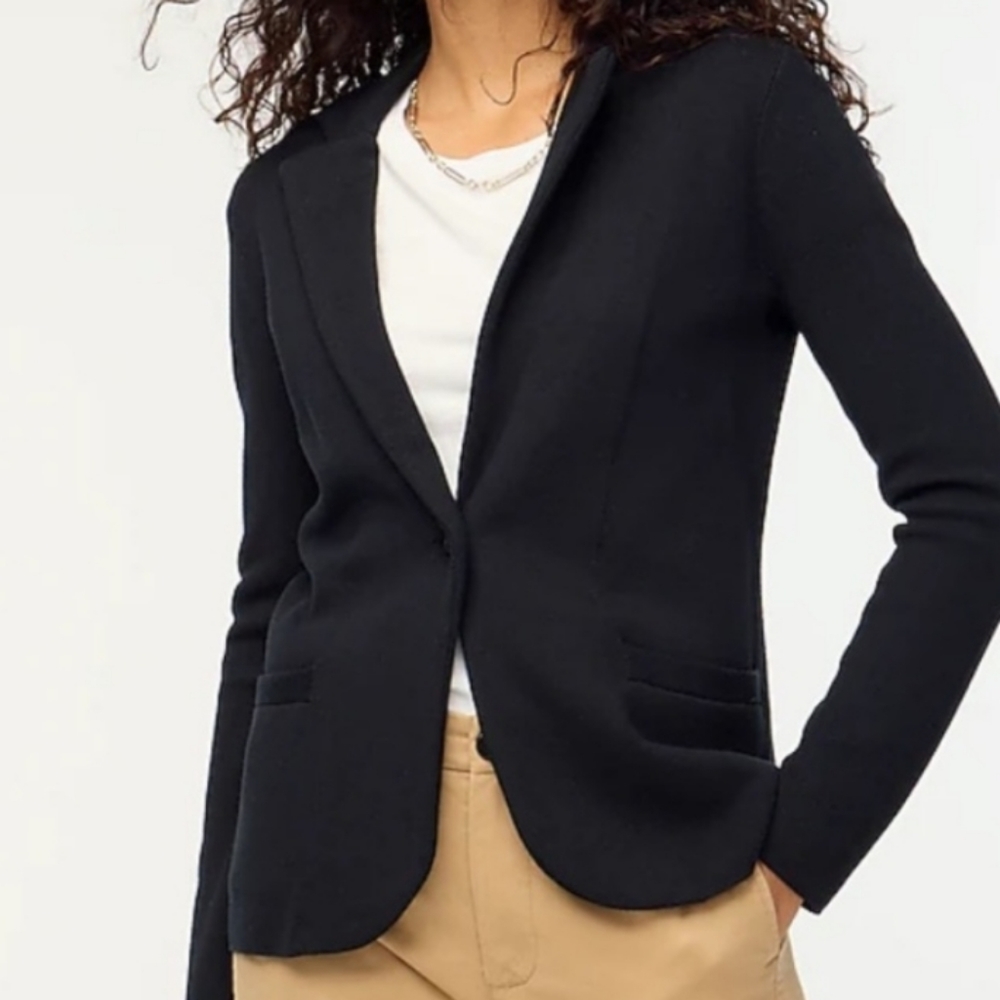 J.Crew Women’s Black Sweater Blazer – Medium Size, New with Tags, Knit Workwear